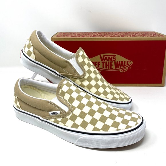 Vans Classic Slip On Check Beige Canvas Casual Sneakers Men's Sizes VN0A33TB43A - Picture 9 of 11